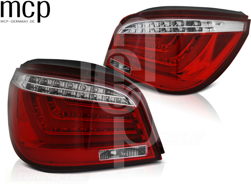 Voll LED Rückleuchten für BMW 5er E60 LCI Limousine (03/07–05/10) in Rot/Klar mit Chrom-Elementen