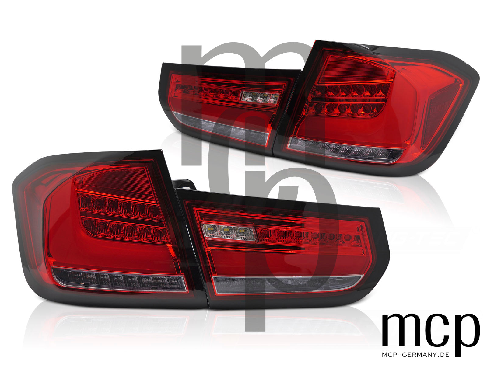 Voll LED Lightbar Rückleuchten Set für BMW 3er F30/F35 Limousine (10/11 bis 10/15) in Rot/Klar mit Dynamischem Blinker