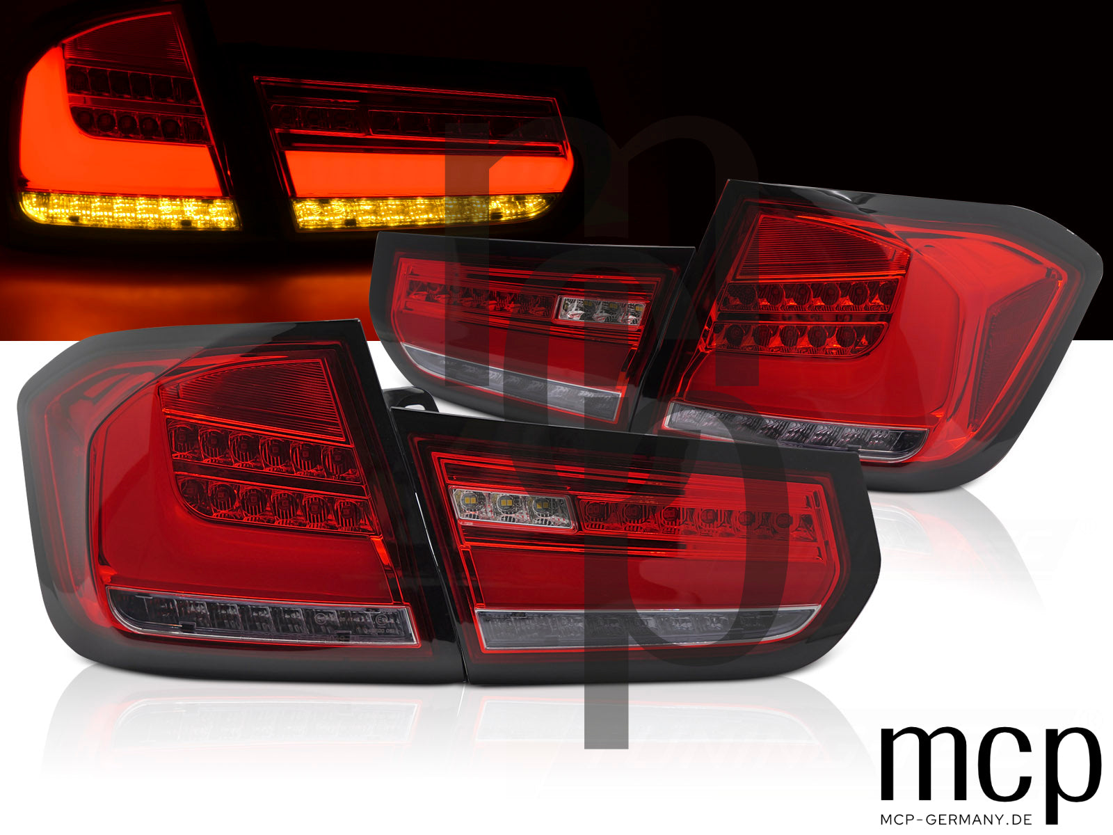 Voll LED Lightbar Rückleuchten Set für BMW 3er F30/F35 Limousine (10/11 bis 10/15) in Rot/Klar mit Dynamischem Blinker