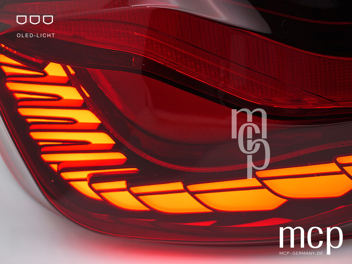 LDBMK5 BMW F10 Rot – Nahaufnahme der OLED-Leuchtflächen