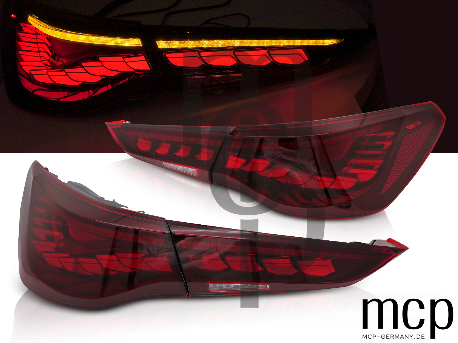 OLED Voll LED Rückleuchten Set für BMW 4er G22 Coupé und G23 Cabrio (2020 bis 2024) in Rotmit Dynamischem Blinker und Begrüßungsfunktion