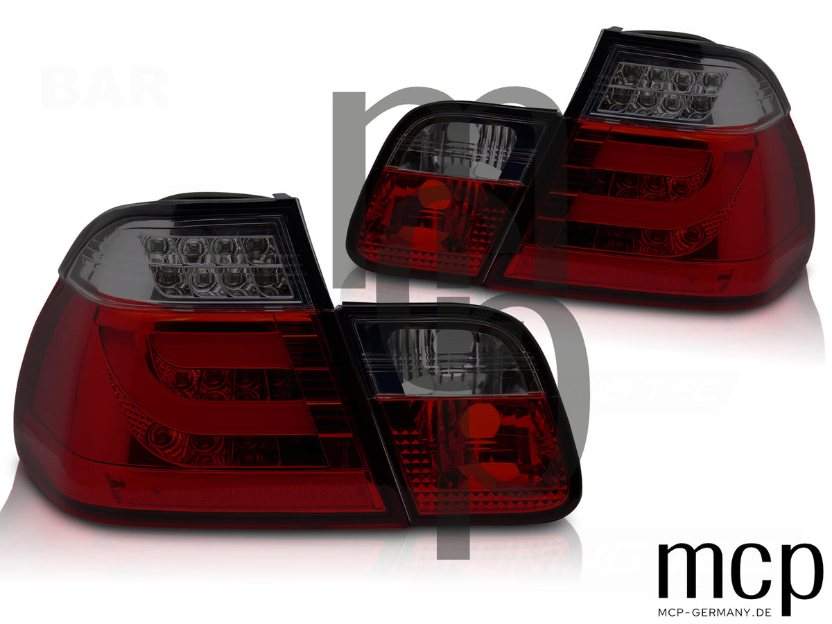 LED Rückleuchten Set für BMW 3er E46 Limousine (2001 bis 2005) in Rot/Smoke