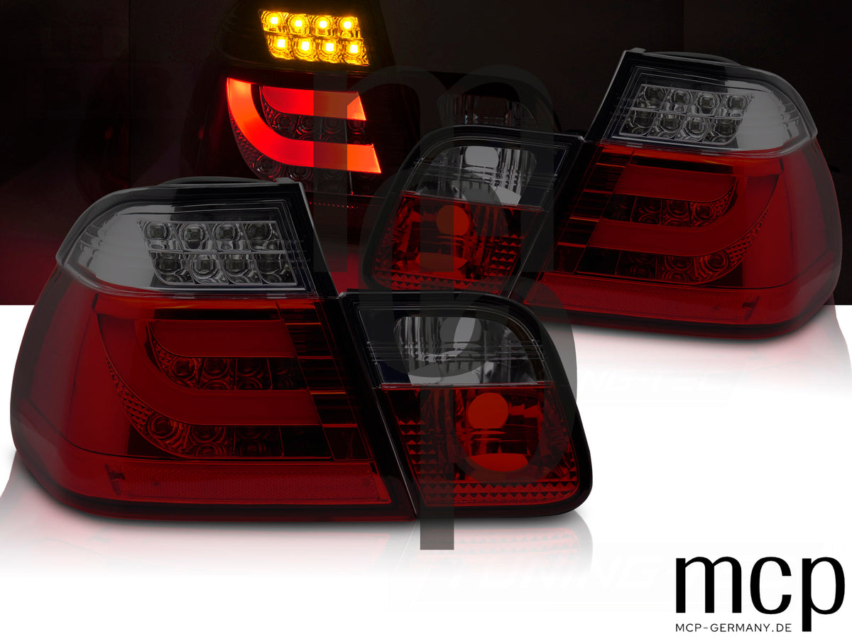LED Rückleuchten Set für BMW 3er E46 Limousine (2001 bis 2005) in Rot/Smoke