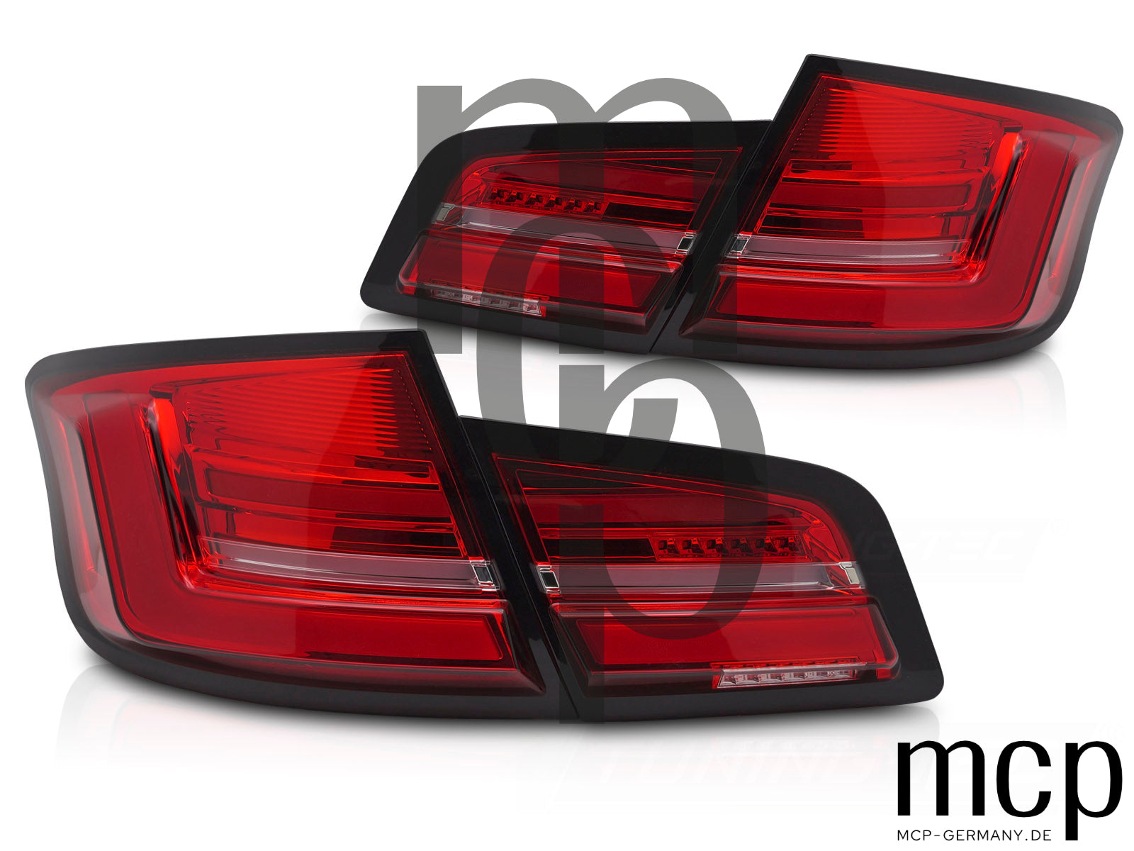 Voll LED Lightbar Rückleuchten Set für BMW 5er F10 Limousine (2010 bis 2013) in Rot/Klar mit Dynamischem Blinker
