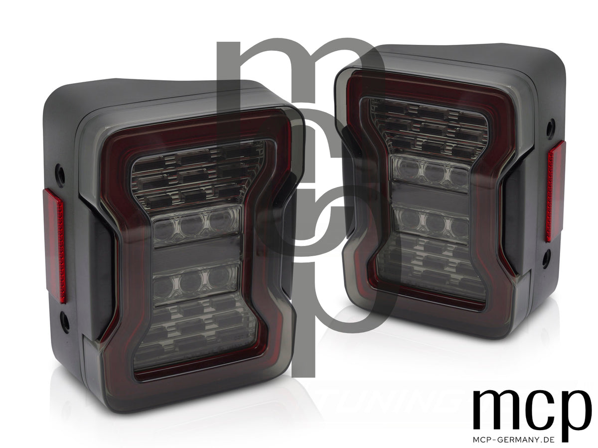 VOLL LED Rückleuchten Set für Jeep Wrangler JK (2007 bis 2018) in Smoke
