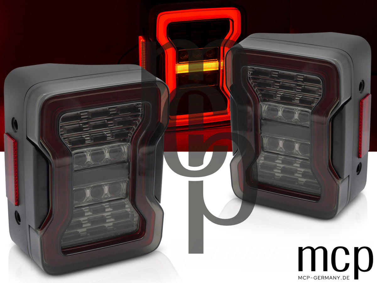 VOLL LED Rückleuchten Set für Jeep Wrangler JK (2007 bis 2018) in Smoke
