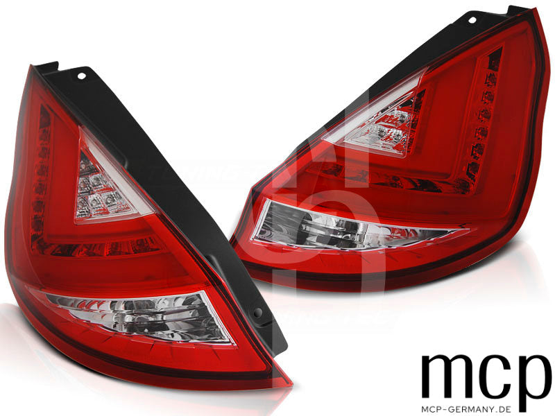 LED Lightbar Rückleuchten Set für Ford Fiesta MK7 Hatchback (09/12 bis 03/17) in Rot/Klar