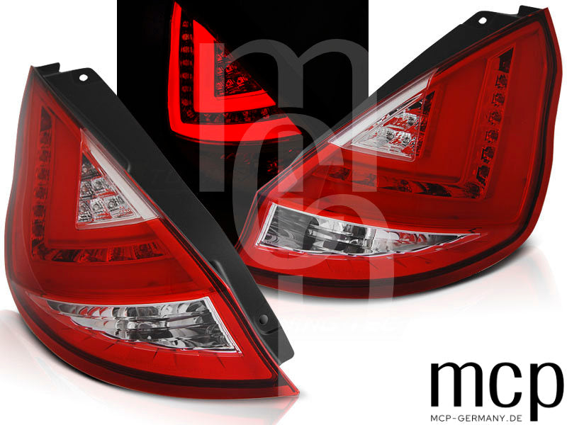 LED Lightbar Rückleuchten Set für Ford Fiesta MK7 Hatchback (09/12 bis 03/17) in Rot/Klar