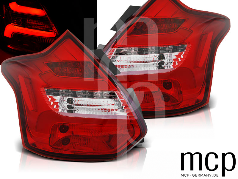 Ford Focus MK3 Rückleuchten Rot/Chrom – Hauptansicht