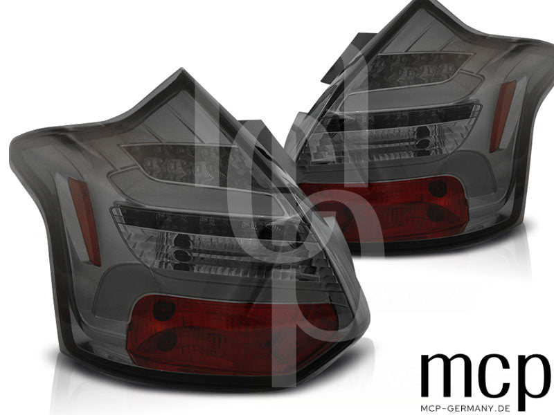 LED Rückleuchten Set für Ford Focus 3 Schrägheck (2011 bis 10/2014) in Smoke mit dynamischen Blinkern