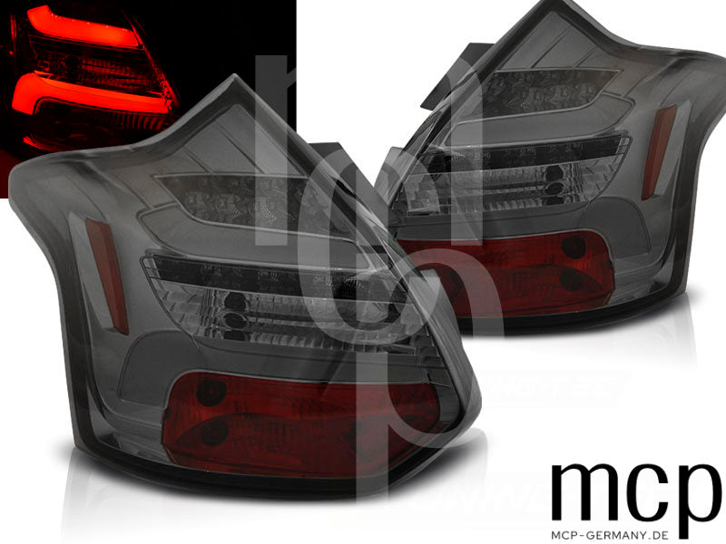 LED Rückleuchten Set für Ford Focus 3 Schrägheck (2011 bis 10/2014) in Smoke mit dynamischen Blinkern