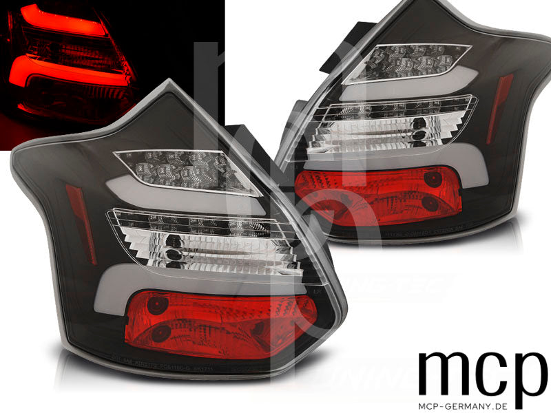 LED Lightbar Rückleuchten Set für Ford Focus MK3 Fließheck / Hatchback (04/2011 bis 12/2014) in Schwarz mit dynamischem Blinker