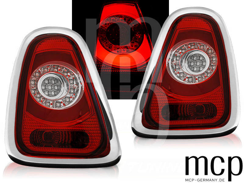 LED Lightbar Rückleuchten Set für Mini Cooper R57 Cabrio (2010 bis 2014) in Rot/Klar