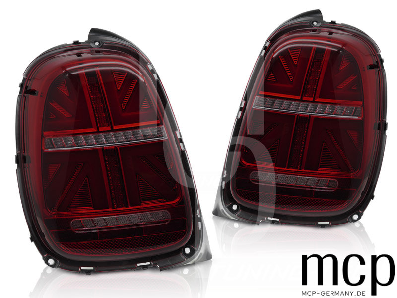 LED Lightbar Rückleuchten Set für MINI Cooper F56 Schrägheck (2014 bis 2017) in Rot/Smoke mit dynamischem Blinker