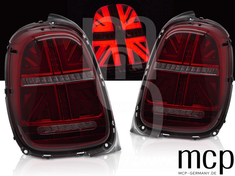 LED Lightbar Rückleuchten Set für MINI Cooper F56 Schrägheck (2014 bis 2017) in Rot/Smoke mit dynamischem Blinker