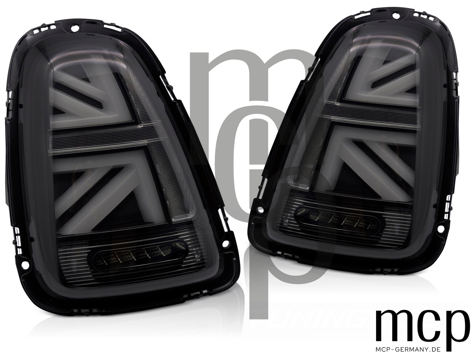 Voll LED Lightbar Rückleuchten Set für MINI Cooper R56 Schrägheck (2006 bis 2014) in Smoke mit dynamischem Blinker