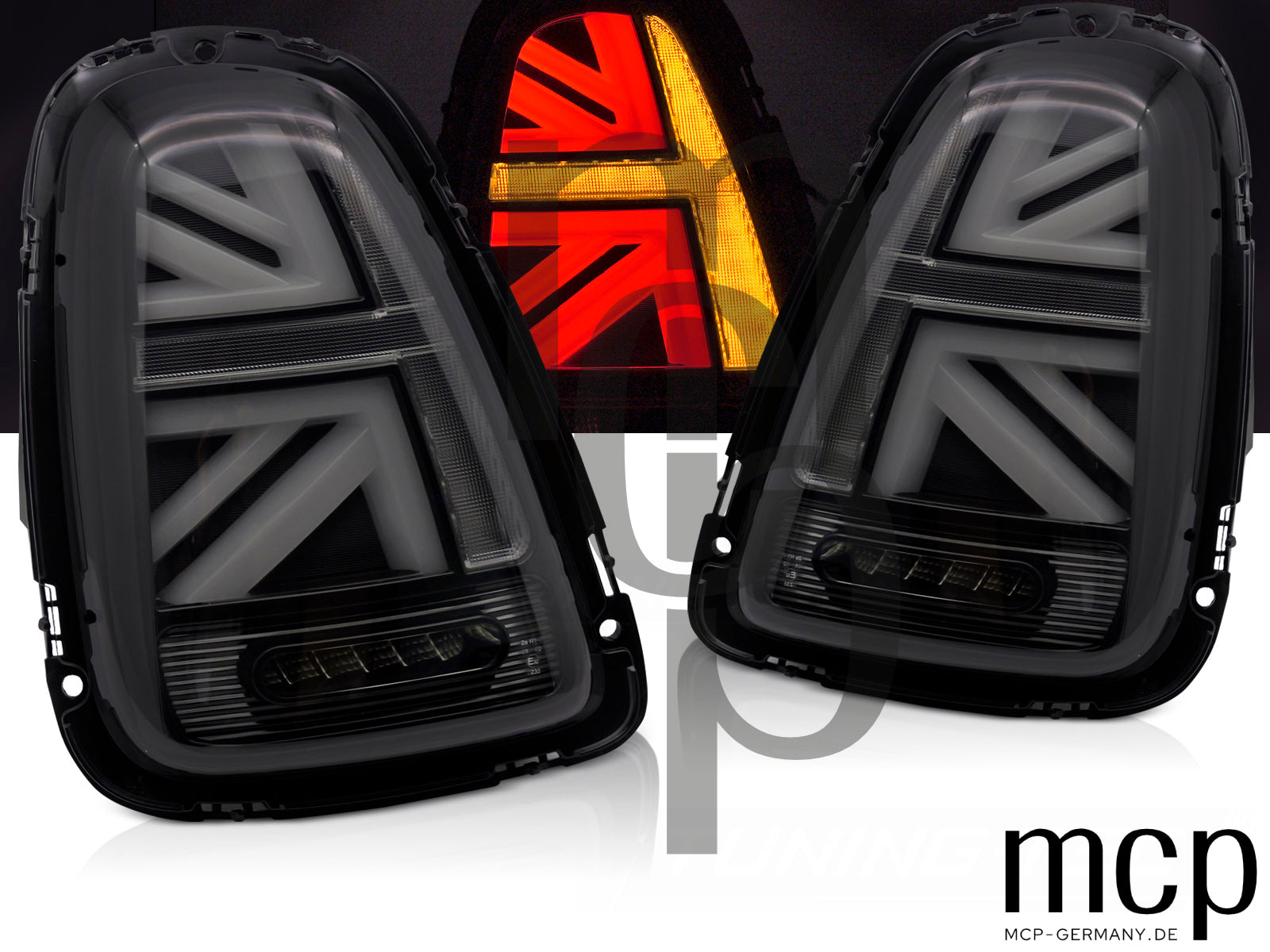 Voll LED Lightbar Rückleuchten Set für MINI Cooper R56 Schrägheck (2006 bis 2014) in Smoke mit dynamischem Blinker