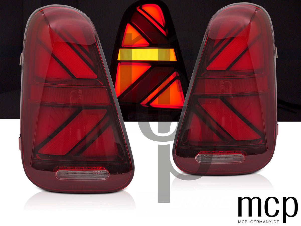 Voll LED Lightbar Rückleuchten Set für MINI Cooper R53 Schrägheck (2001 bis 2006) in Rot mit Dynamischem Blinker