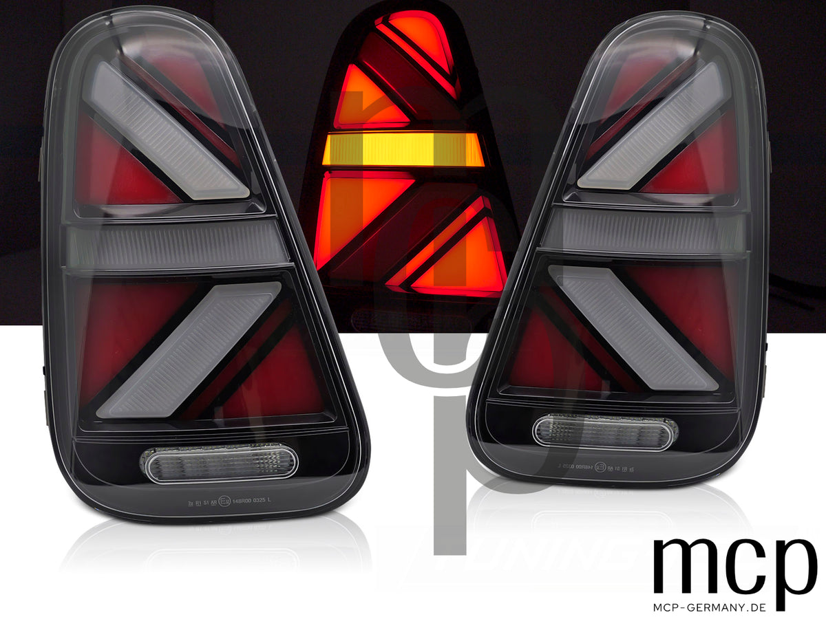 Voll LED Lightbar Rückleuchten Set für MINI Cooper R50/R53 Schrägheck (2001 bis 2006) in Smoke