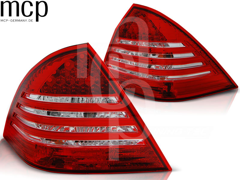 LED Rückleuchten Set für Mercedes-Benz C-Klasse W203 Limousine (2000 bis 2004) in Rot/Klar