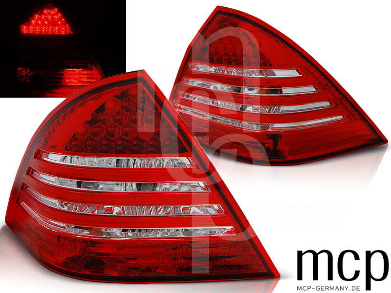 LED Rückleuchten Set für Mercedes-Benz C-Klasse W203 Limousine (2000 bis 2004) in Rot/Klar