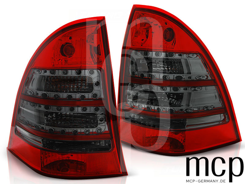 LED Rückleuchten Set für Mercedes-Benz C-Klasse W203 T-Modell (Kombi) (03/01 bis 08/07) in Rot/Smoke
