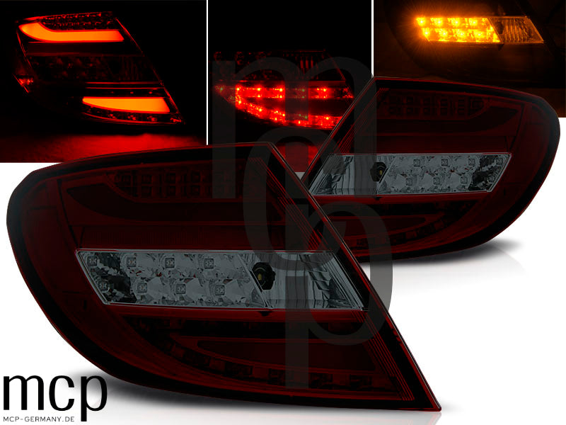 LED Lightbar Rückleuchten Set für Mercedes-Benz C-Klasse W204 Limousine (2007 bis 2010) in Rot/Smoke