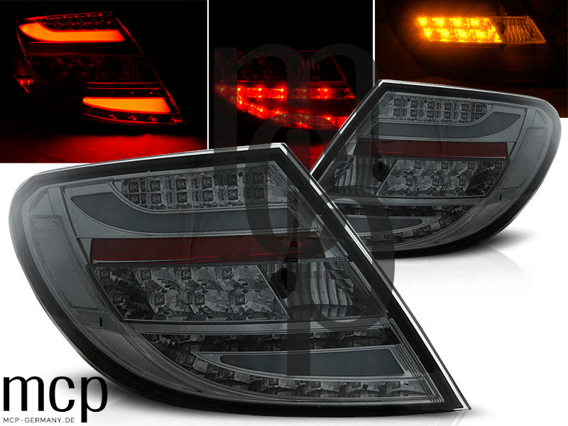 LED Lightbar Rückleuchten Set für Mercedes-Benz C-Klasse W204 Limousine (2007 bis 2010) in Smoke