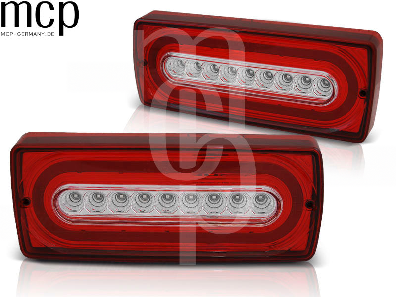 LDMEB0 Mercedes-Benz G-Klasse W463 LED Rückleuchten Rot/Klar – Frontansicht