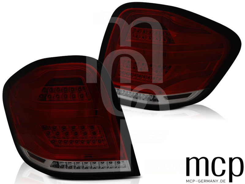 Voll LED Lightbar Rückleuchten Set für Mercedes-Benz M-Klasse ML W164 (07/05 bis 07/08) in Rot/Smoke