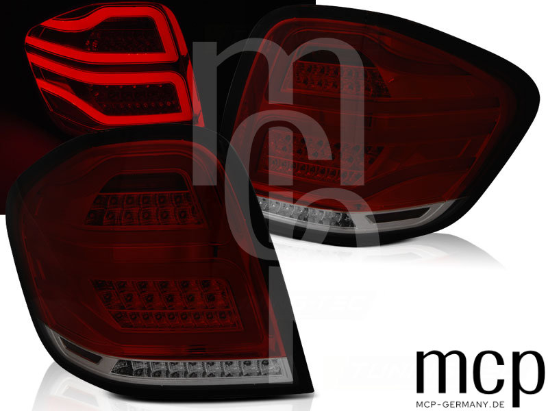 Voll LED Lightbar Rückleuchten Set für Mercedes-Benz M-Klasse ML W164 MOPF (09/08 bis 06/11) in Rot/Smoke