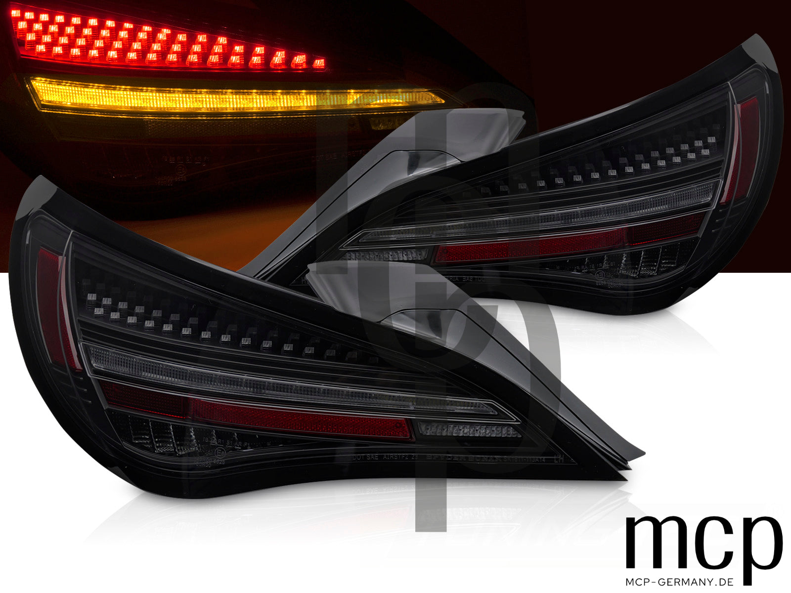 Voll LED Rückleuchten Set für Mercedes-Benz CLA C117 (2013 bis 2016) und X117 (2014 bis 2016) in Smoke mit Dynamischem Blinker und Welcome-Light-Funktion