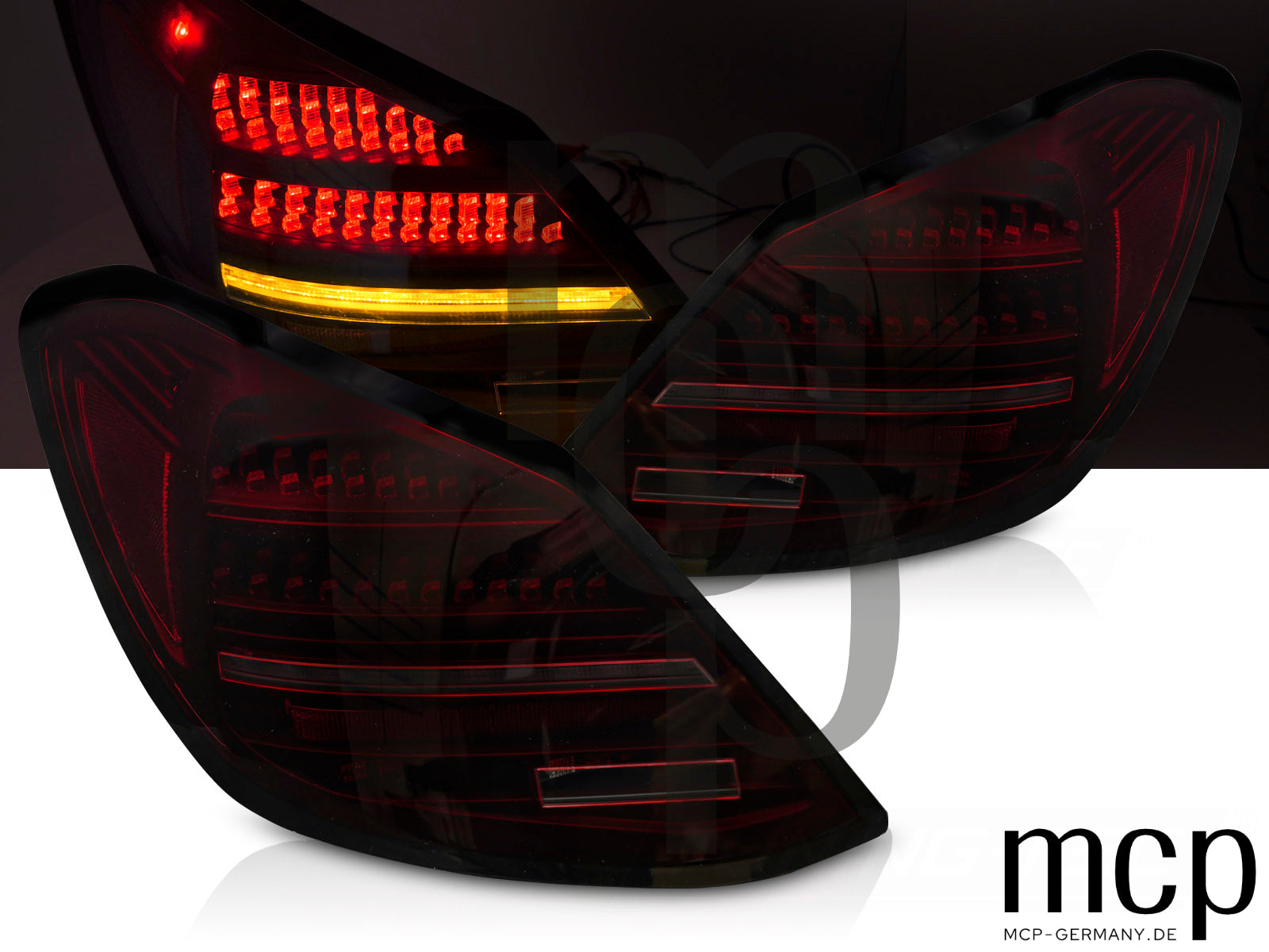 Voll LED Rückleuchten Set für Mercedes-Benz C-Klasse W205 Limousine (02/2012 bis 03/2021) in Rot/Smoke mit Dynamischem Blinker und Welcome-Light-Funktion