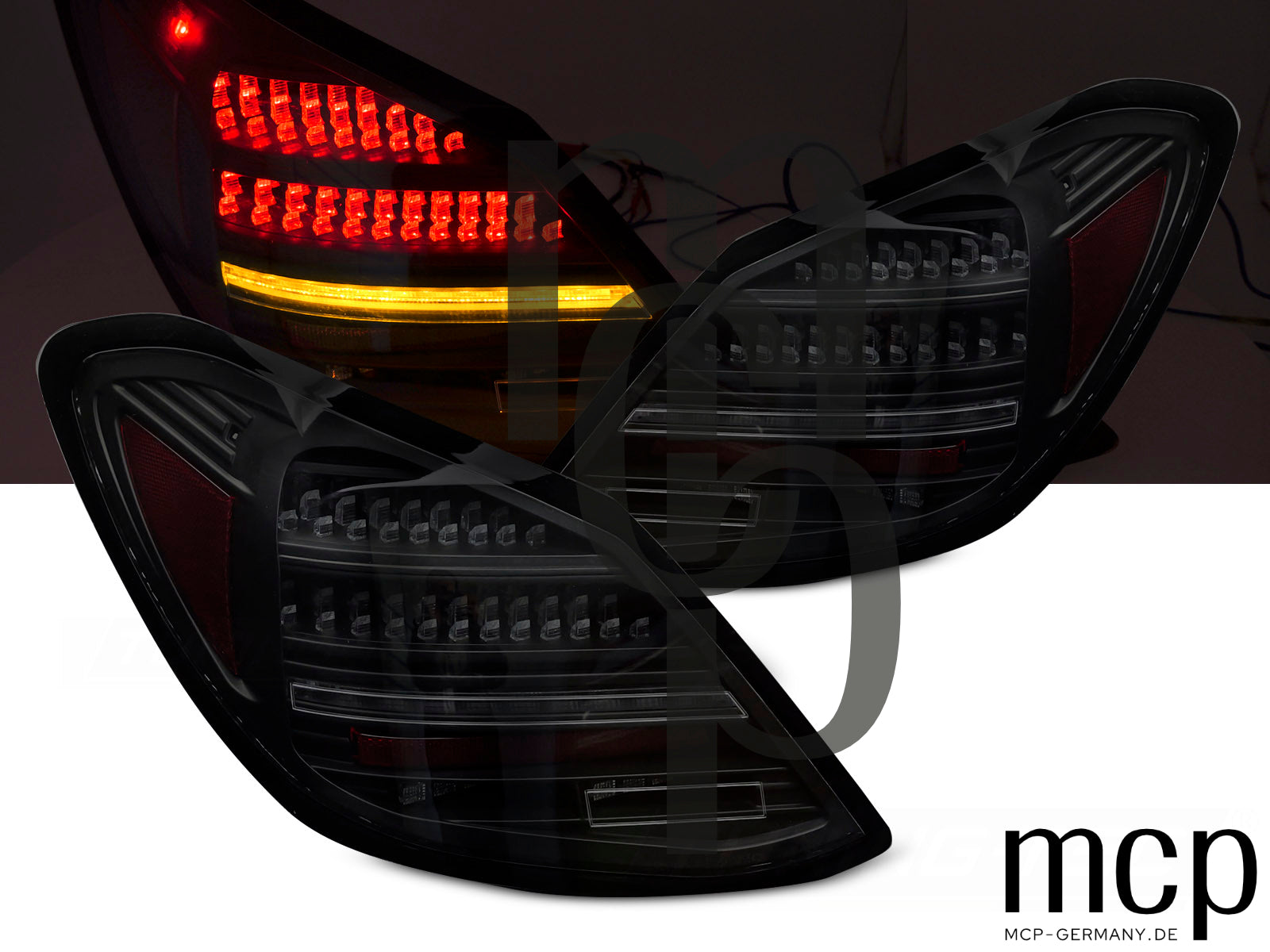 Voll LED Rückleuchten Set für Mercedes C-Klasse W205 Limousine (02/2012 bis 03/2021) in Smoke mit Dynamischem Blinker und Welcome-Light-Funktion