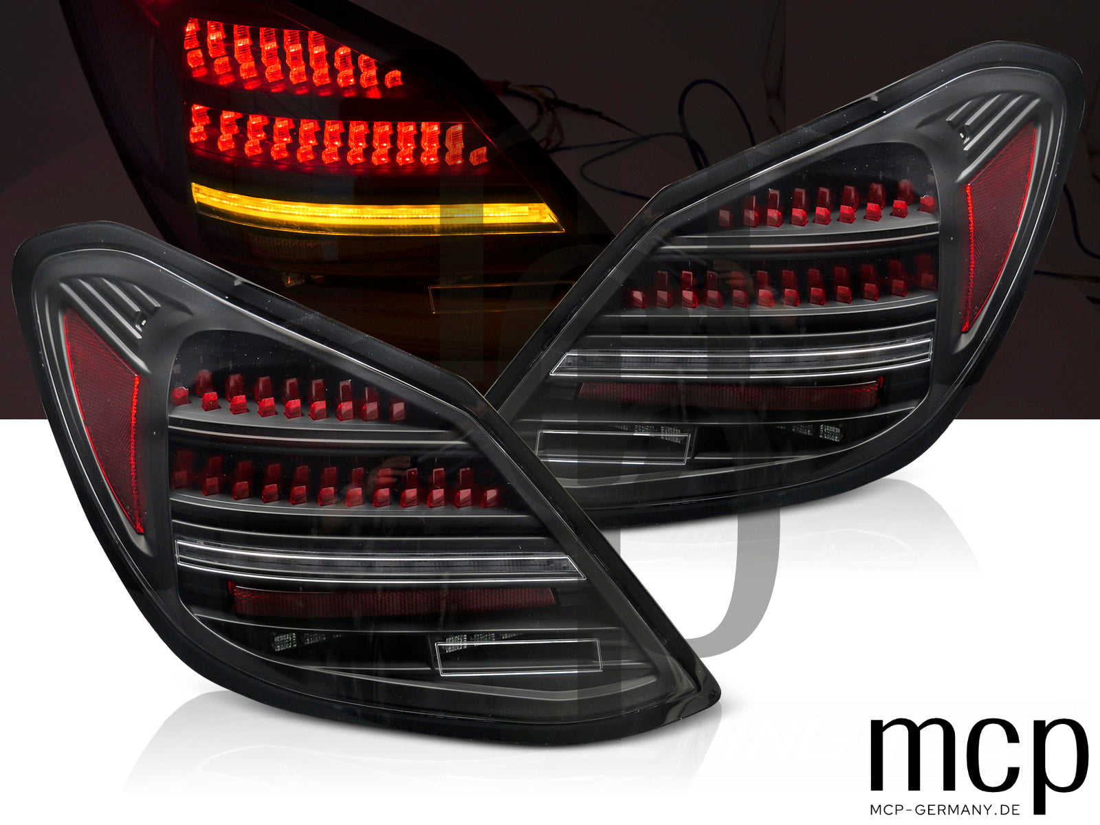 Voll LED Rückleuchten Set für Mercedes-Benz C-Klasse W205 Limousine (02/2012 bis 03/2021) in Schwarz/Rot mit Dynamischem Blinker und Welcome-Light-Funktion