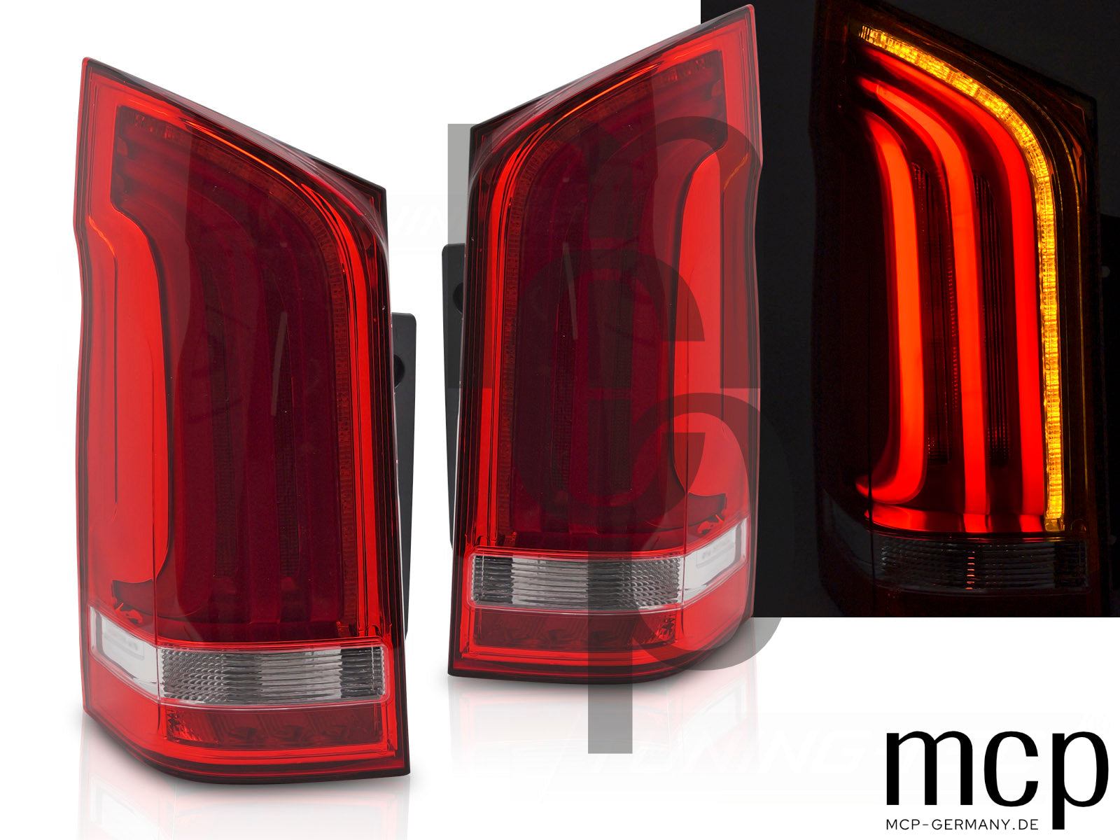 LED Lightbar Rückleuchten Set für Mercedes-Benz Vito W447 (2014 bis 2023) in Rot mit Heckklappe und Dynamischem Blinker