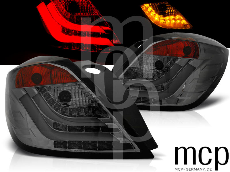 LED Lightbar Rückleuchten Set für Opel Astra H GTC Schrägheck 3-Türer (03/2004 bis 2009) in Smoke
