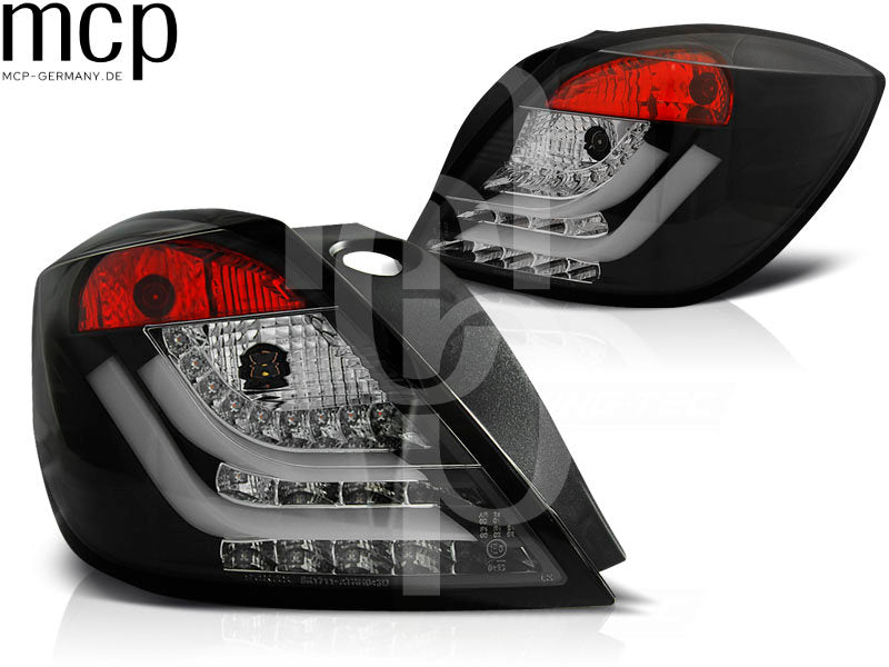 LED Lightbar Rückleuchten Set für Opel Astra H GTC Schrägheck 3-Türer (03/2004 bis 2009) in Schwarz