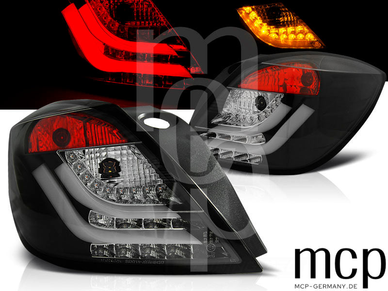 LED Lightbar Rückleuchten Set für Opel Astra H GTC Schrägheck 3-Türer (03/2004 bis 2009) in Schwarz