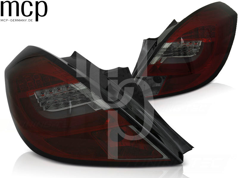 LED Lightbar Rückleuchten Set für Opel Corsa D Schrägheck 3-Türer (04/06 bis 10/14) in Rot/Smoke