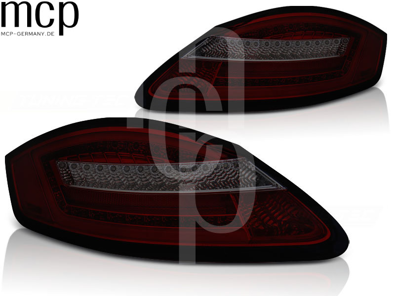Voll LED Lightbar Rückleuchten Set für Porsche Cayman 987c (11/05 bis 02/09) in Rot/Smoke mit Dynamischem Blinker