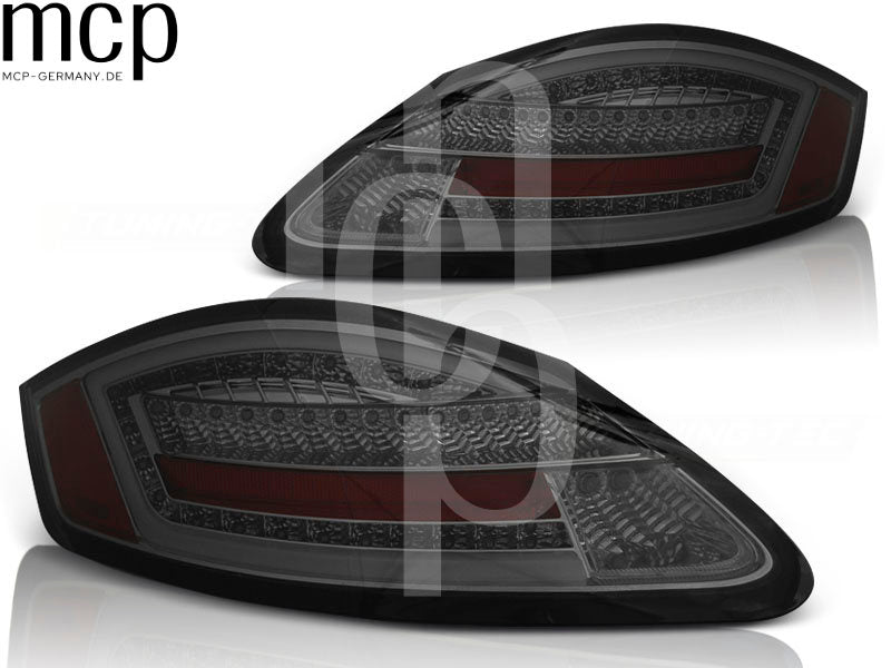 Voll LED Lightbar Rückleuchten Set für Porsche Cayman 987c (11/05 bis 02/09) in Smoke mit Dynamischem Blinker