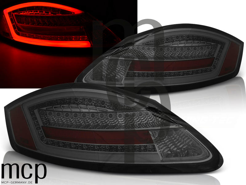 Voll LED Lightbar Rückleuchten Set für Porsche Cayman 987c (11/05 bis 02/09) in Smoke mit Dynamischem Blinker