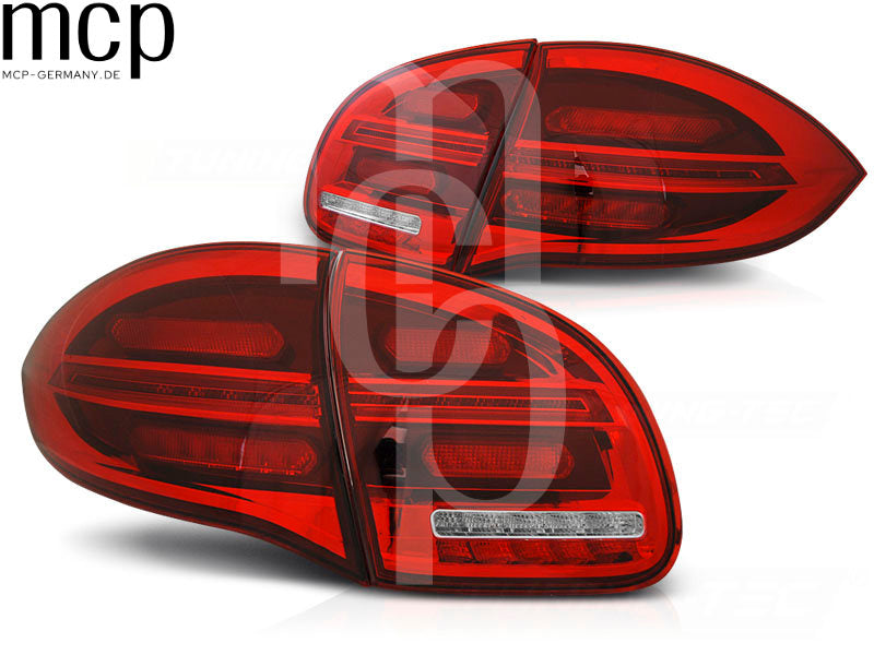 Voll LED Lightbar Rückleuchten Set für Porsche Cayenne 958 / 92A (06/10 bis 05/14) in Rot/Klar