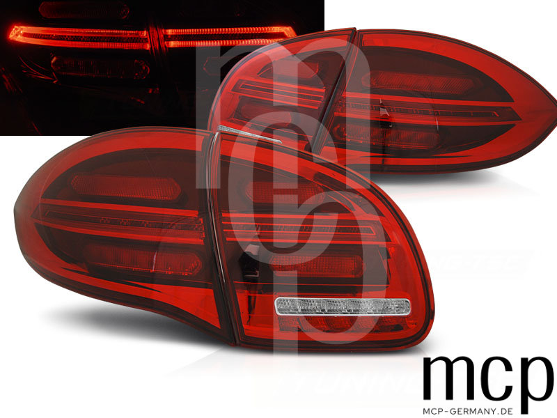 Voll LED Lightbar Rückleuchten Set für Porsche Cayenne 958 / 92A (06/10 bis 05/14) in Rot/Klar