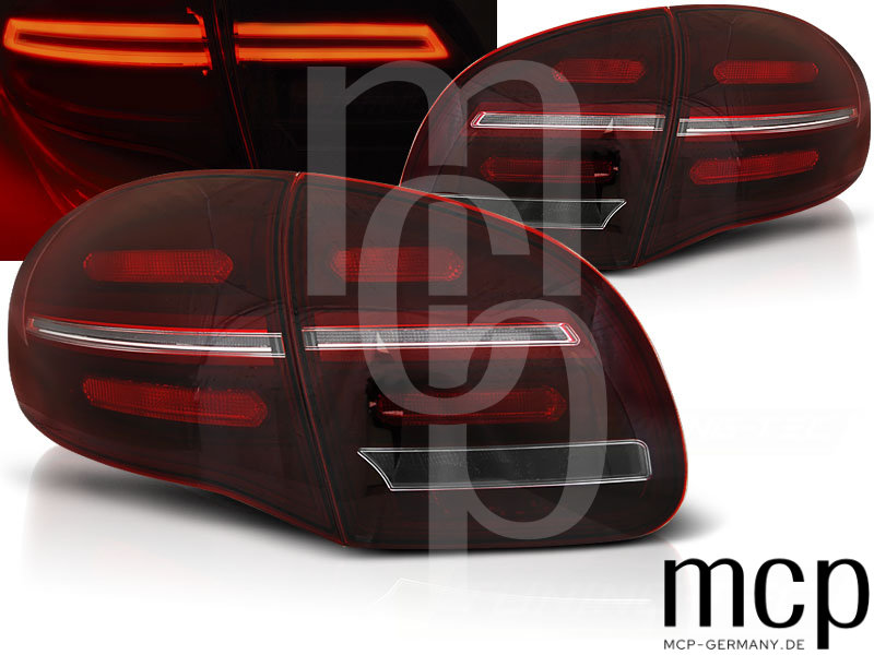 Voll LED Lightbar Rückleuchten Set für Porsche Cayenne 958 / 92A (06/10 bis 05/14) in Rot/Klar mit Dynamischem Blinker