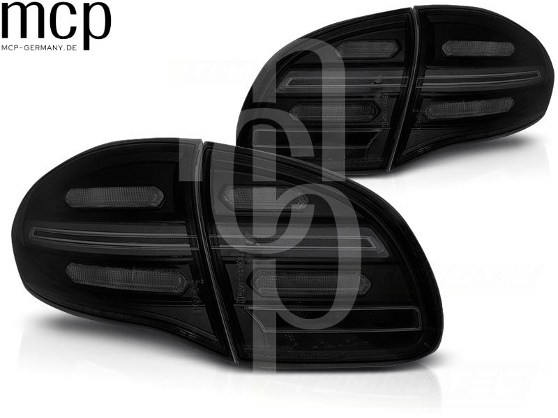 Voll LED Lightbar Rückleuchten Set für Porsche Cayenne 958 / 92A (06/10 bis 05/14) in Smoke mit Dynamischem Blinker