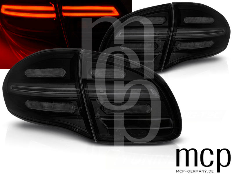 Voll LED Lightbar Rückleuchten Set für Porsche Cayenne 958 / 92A (06/10 bis 05/14) in Smoke mit Dynamischem Blinker