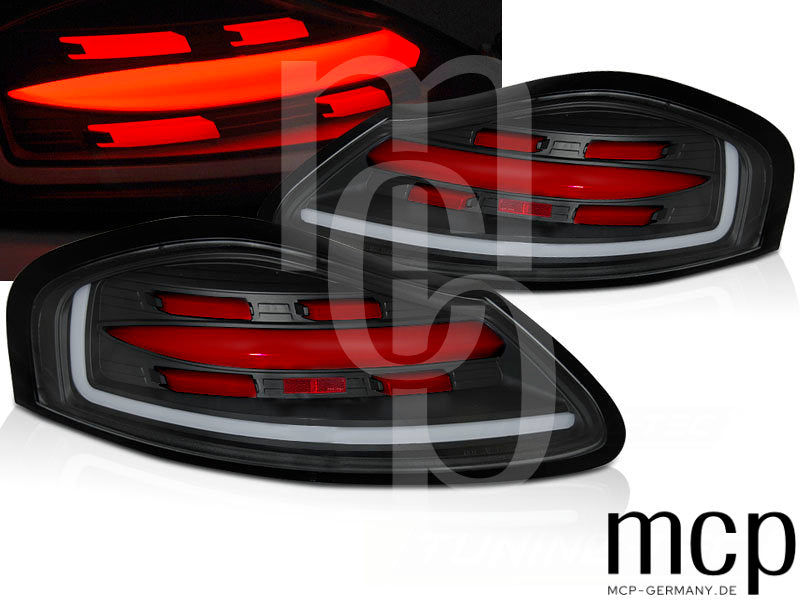 Voll LED Lightbar Rückleuchten Set für Porsche Boxster 986 (1996 bis 2004) in Schwarz/Rot mit Dynamischem Blinker