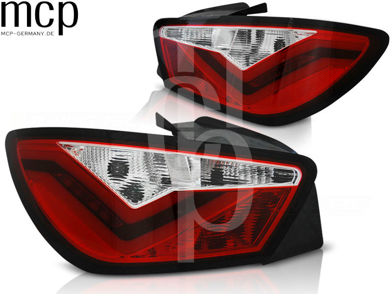 LED Lightbar Rückleuchten Set für Seat Ibiza 6J Schrägheck 3-Türer (06/2008 bis 2012) in Rot/Klar